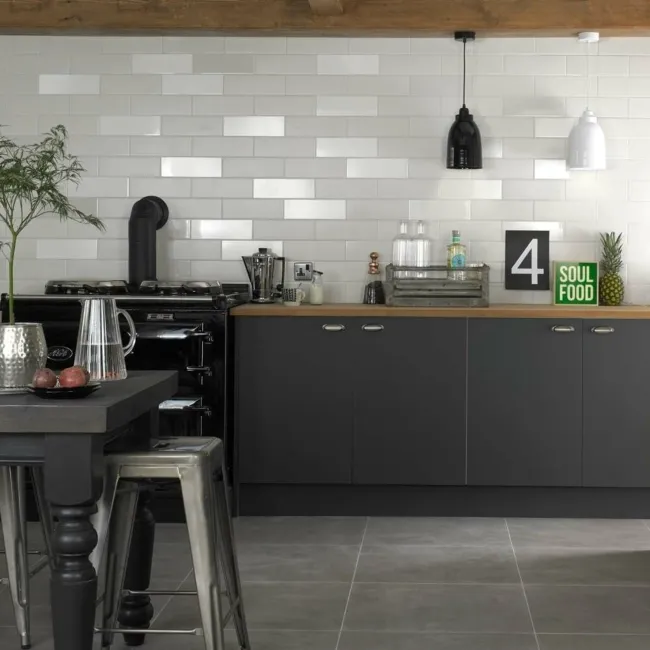 Rhian White Gloss Brick Ceramic Wall Tiles
