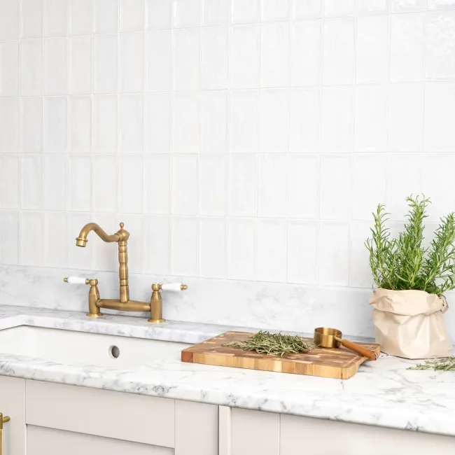 Rustic Ceramic White Gloss Mini Metro Wall Tiles