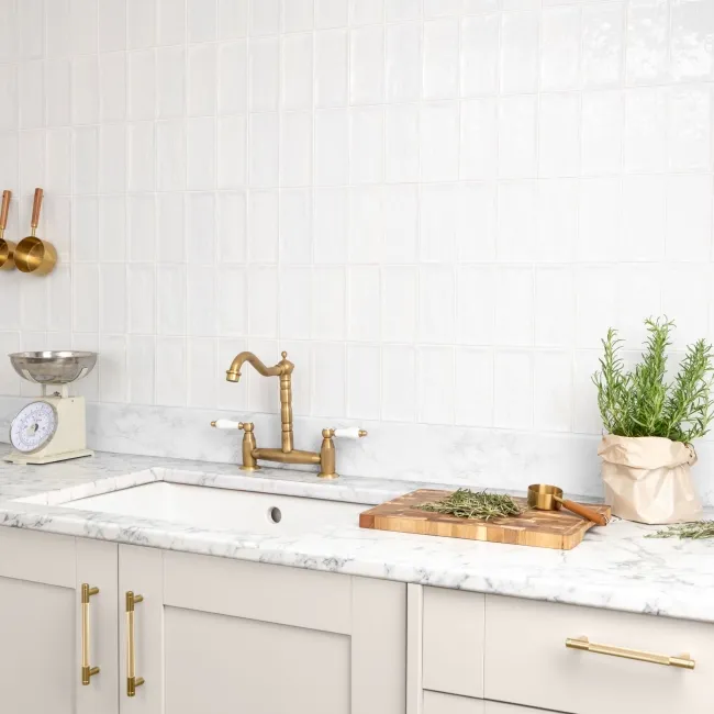 Rustic Ceramic White Gloss Mini Metro Wall Tiles