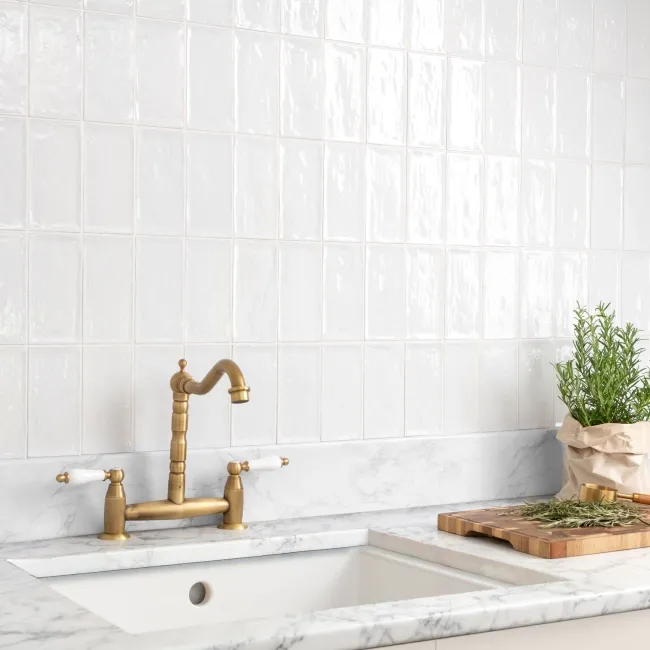 Rustic Ceramic White Gloss Mini Metro Wall Tiles