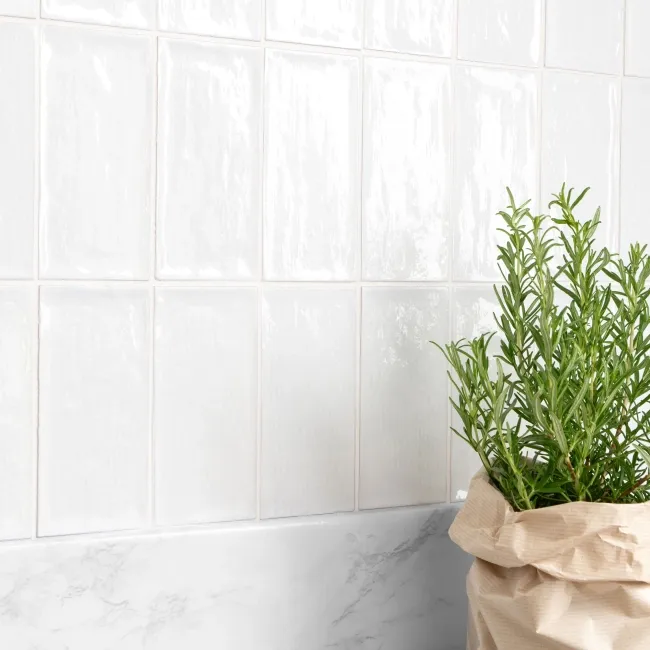 Rustic Ceramic White Gloss Mini Metro Wall Tiles