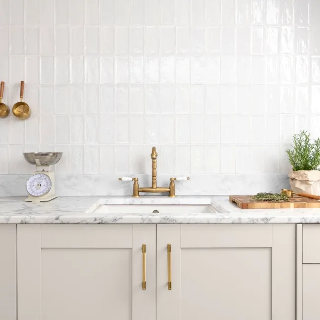 Rustic Ceramic White Gloss Mini Metro Wall Tiles