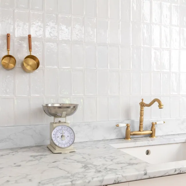 Rustic Ceramic White Gloss Mini Metro Wall Tiles