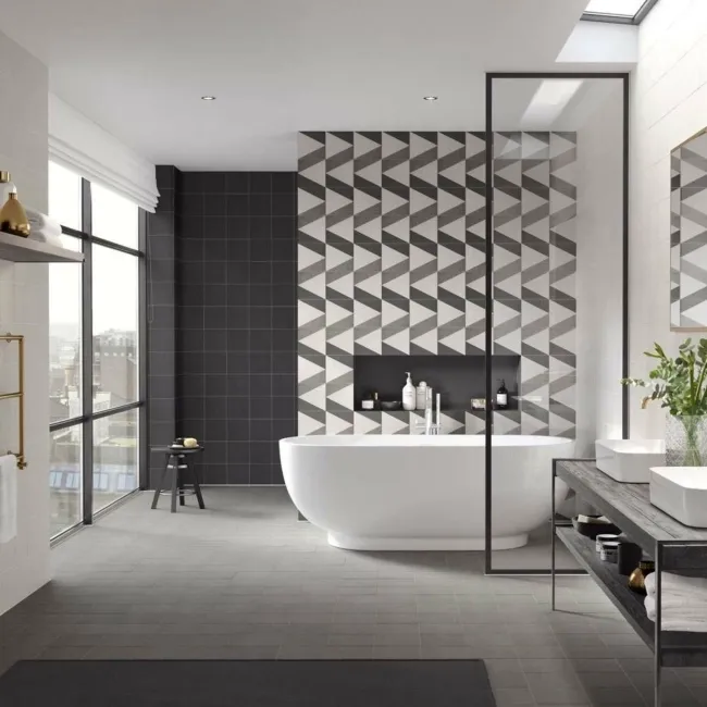 Texxtile Lux Grey Matt Patterned Wall and Floor Tiles