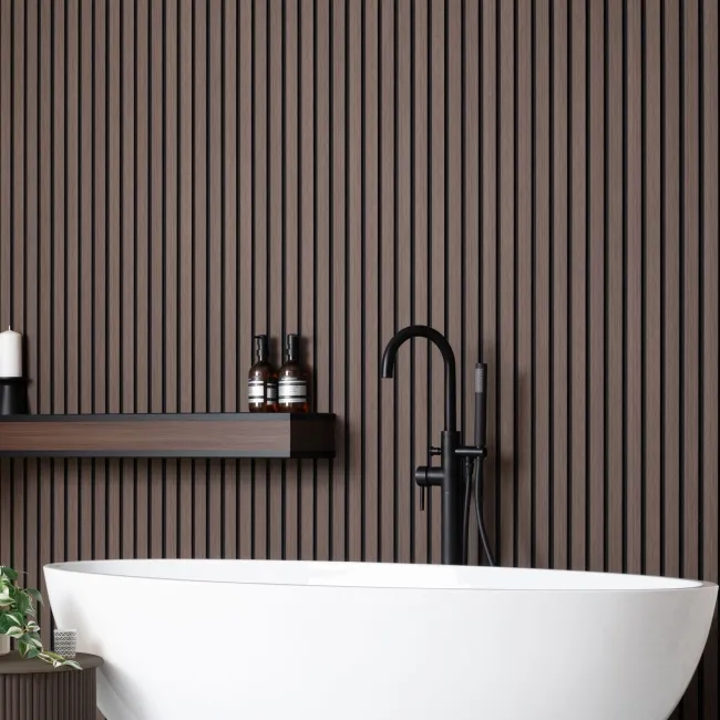 Trepanel Aqua 3D® Waterproof Walnut Brown Wood Effect Slat Panels 3 Pack (Covers 1.39SQM)