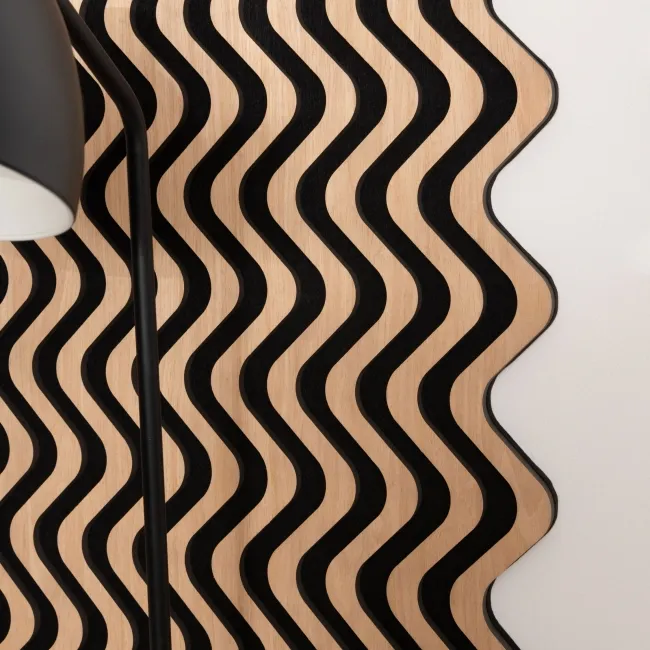 Trepanel® Oak Ripple Wave Black Matt Acoustic Wood Slat Wall Panels