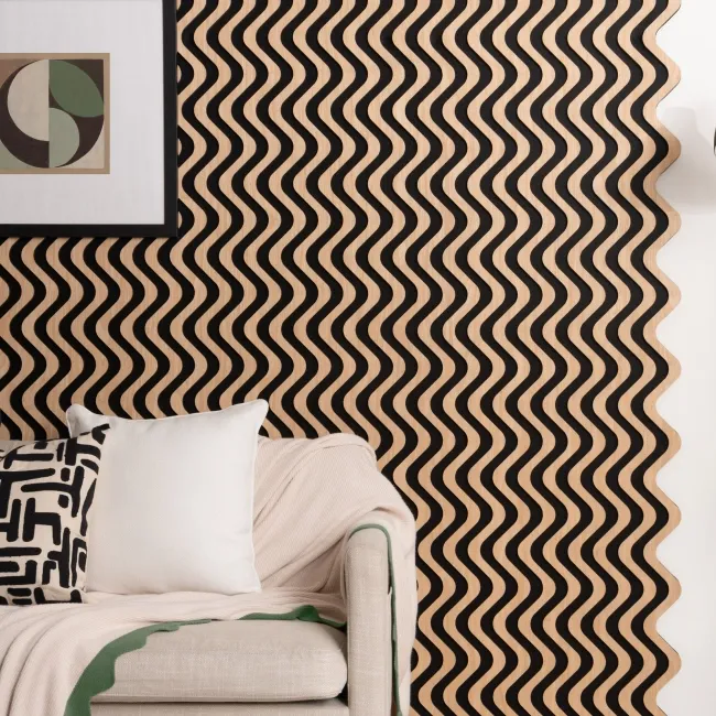 Trepanel® Oak Ripple Wave Black Matt Acoustic Wood Slat Wall Panels