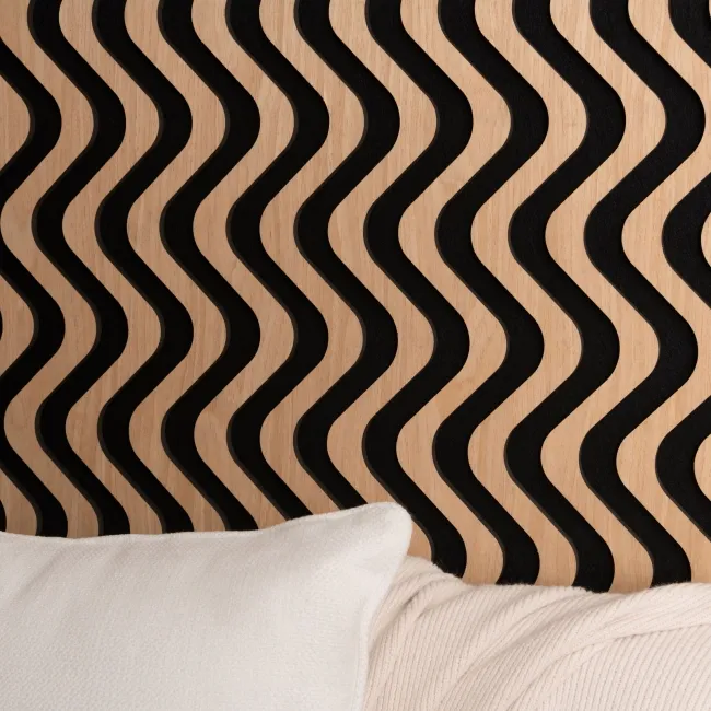 Trepanel® Oak Ripple Wave Black Matt Acoustic Wood Slat Wall Panels