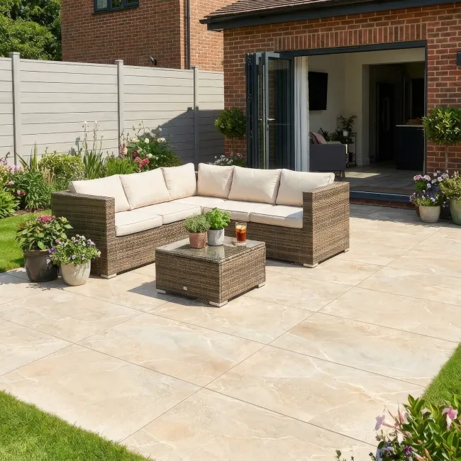 Trinity Beige Stone Effect Matt Outdoor Porcelain Slab Tile