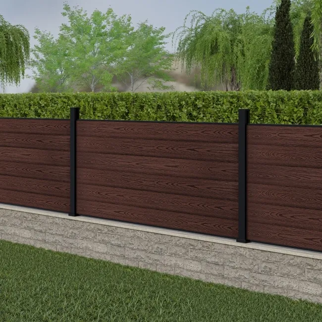 LuxeLine® Walnut Composite Fence Panel with Aluminium Post 3ft