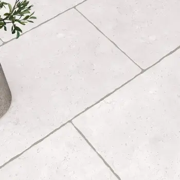 Irta White Stone Effect Matt Porcelain Outdoor Slab Tile