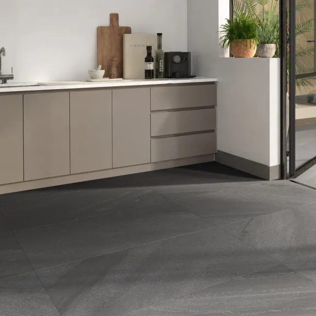 April Graphite Stone Effect Matt Porcelain Wall and Floor Tile