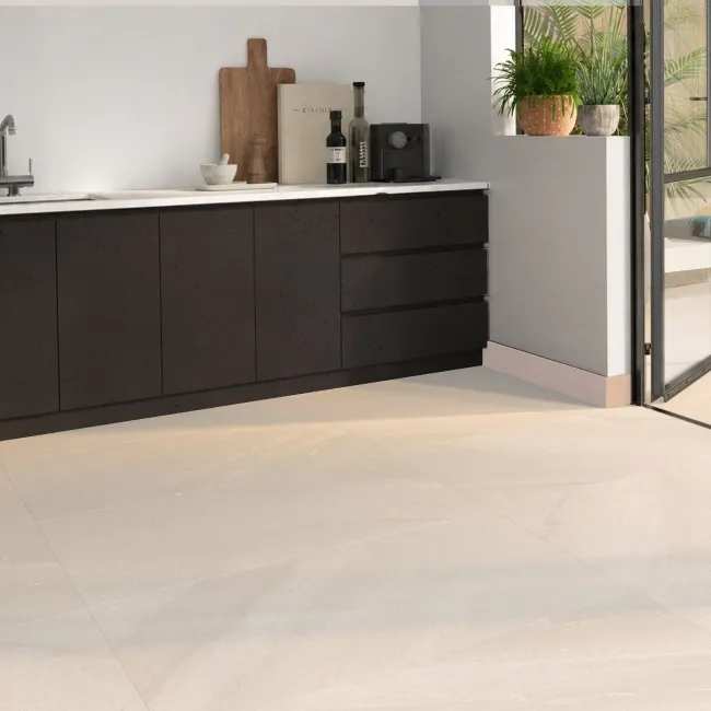 April Ivory Stone Effect Matt Porcelain Wall and Floor Tile