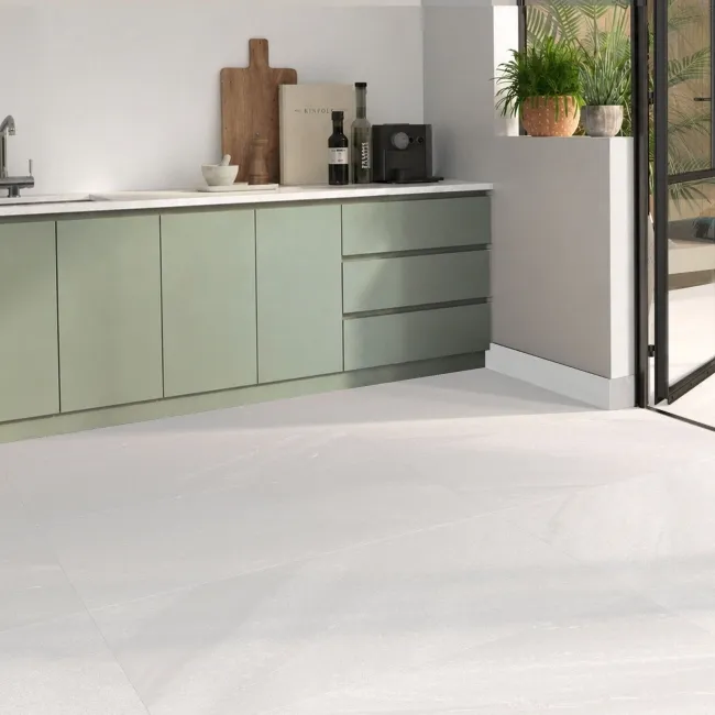 April White Stone Effect Matt Porcelain Wall and Floor Tile