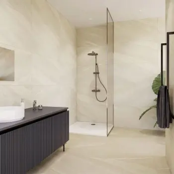 April Ivory Stone Effect Matt Porcelain Wall and Floor Tile