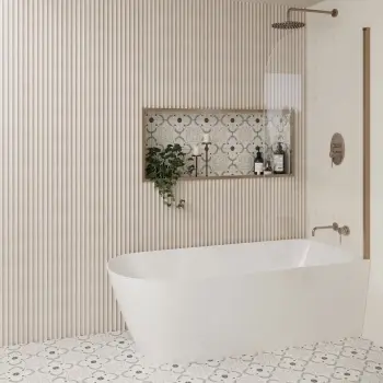 Trepanel Aqua 3D® Waterproof Ivory Stone Effect Fluted Wall Panel 3 Pack (Covers 1.80 SQM)