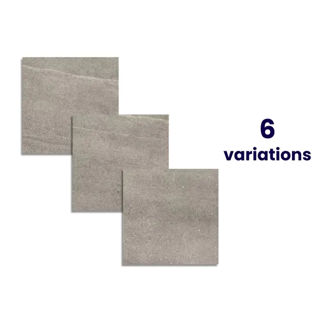 Serenity Grey Rectified Matt Stone Effect Tile 600x600