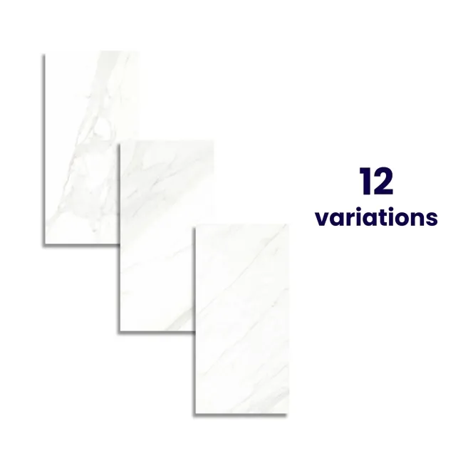 Lumina Carrara White Gloss Marble Effect Wall Tiles 600x300