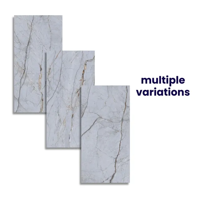 Aura Blue Marble Effect Matt Porcelain Wall and Floor Tiles