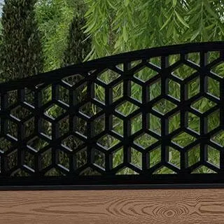 LuxeLine Composite Fence Panel Teak - Geometric Decorative Screen for Own Post