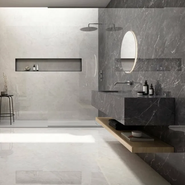 Belvedere Dark Grey Marble Effect 600x300 Tiles