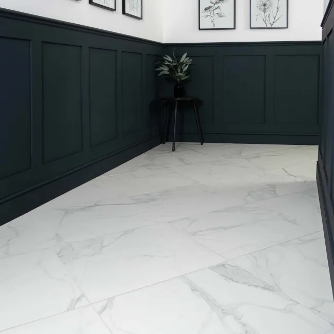 Cappella White Matt Marble Effect 605x605 Wall and Floor Tiles