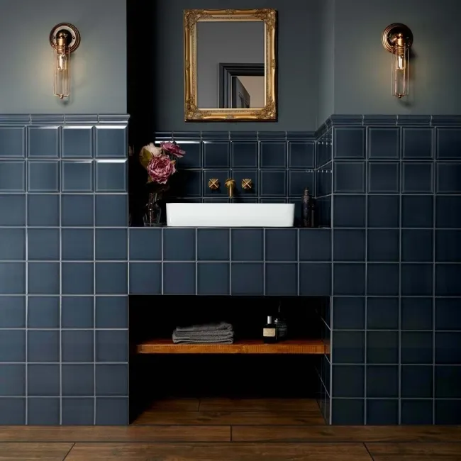 Capsule® Dark Blue Grey Gloss Victorian Flat 150x150 Wall Tiles