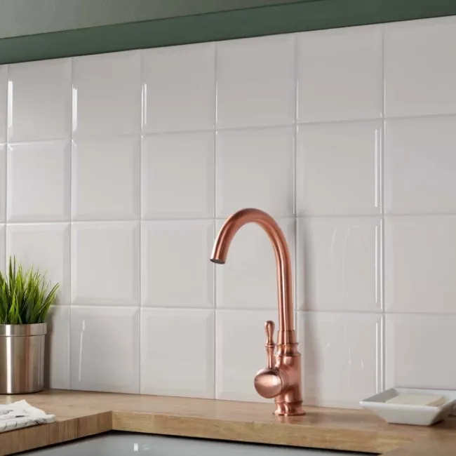 Capsule® Cotton White Gloss Bevelled 150x150 Wall Tiles