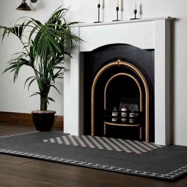 Churchill Snow & Midnight Black and White Matt Mosaic Corner Tiles