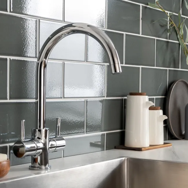 Craquelure Ash Gloss Grey Metro Tiles