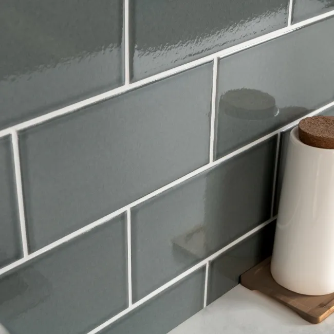 Craquelure Ash Gloss Grey Metro Tiles