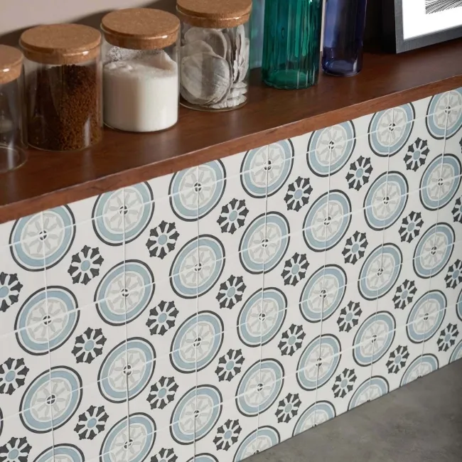 Dante Dhalia Blue Matt Patterned Wall and Floor Tiles