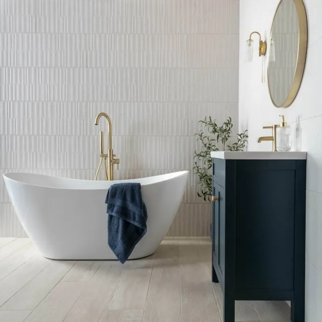 Dover Waves Bone Beige Matt Stone Effect Wall Tiles
