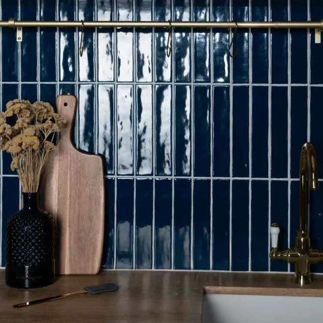 Ivybridge Navy Blue Gloss Metro Wall Tiles 250x50mm