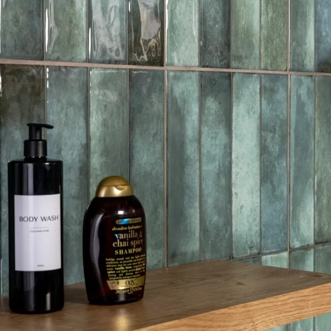 Lazio Green Gloss Brick Effect Wall Tiles