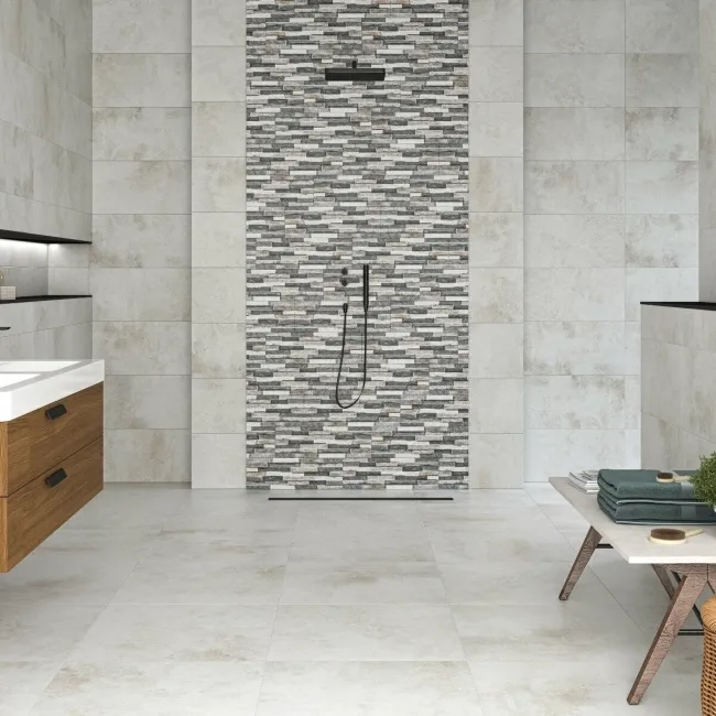 Foil Cloud White Metallic Stone Effect 600x600 Wall and Floor Tiles
