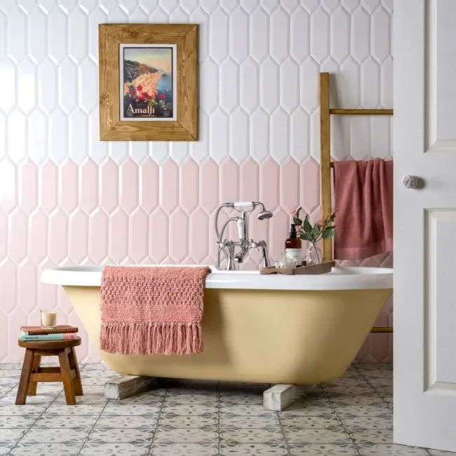 Pickett® Gloss White Bevelled Snow Hexagonal Metro Tiles