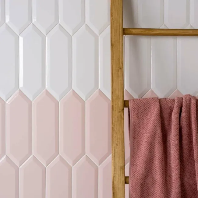 Pickett® Gloss White Bevelled Snow Hexagonal Metro Tiles