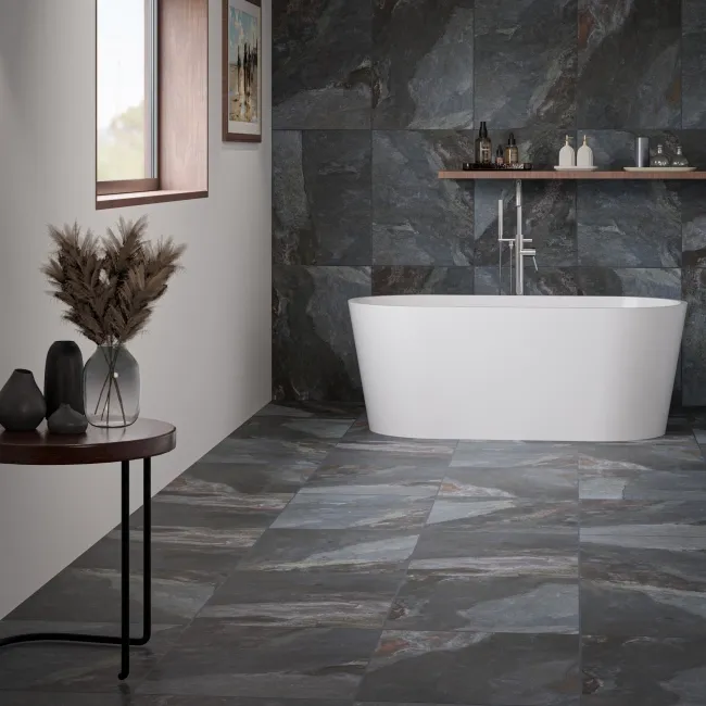 Lockstone Sapphire Blue Matt Slate Effect Wall and Floor Porcelain Tiles