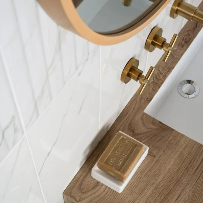 Raffinato White Carrara Marble Effect Stripe Ceramic Wall Tiles