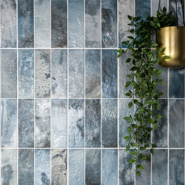 Raku Blue Rustic Textured Ceramic Wall Tiles