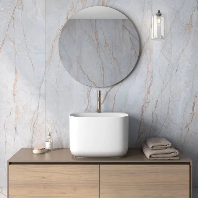 Aura Blue Marble Effect Matt Porcelain Wall and Floor Tiles