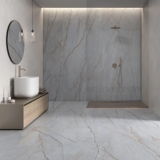 Aura Blue Marble Effect Matt Porcelain Wall and Floor Tiles