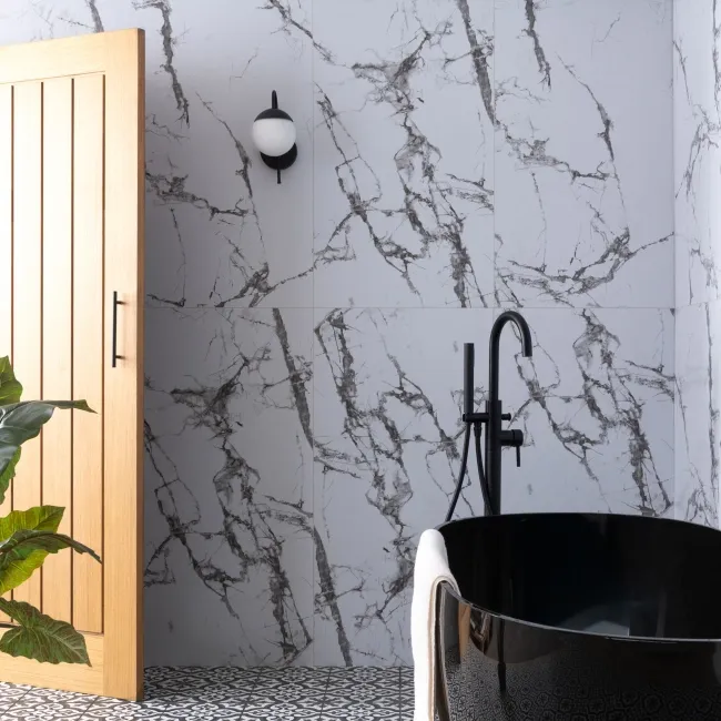 Trepanel Aqua Luxe® Calacatta Marble Effect Satin Embossed SPC Wall Panel 4 Pack (Covers 2.80 SQM)