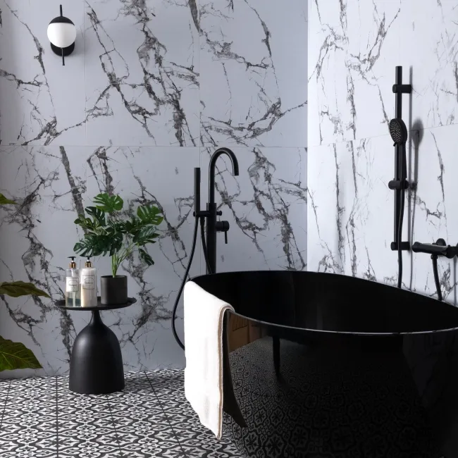 Trepanel Aqua Luxe® Calacatta Marble Effect Satin Embossed SPC Wall Panel 4 Pack (Covers 2.80 SQM)