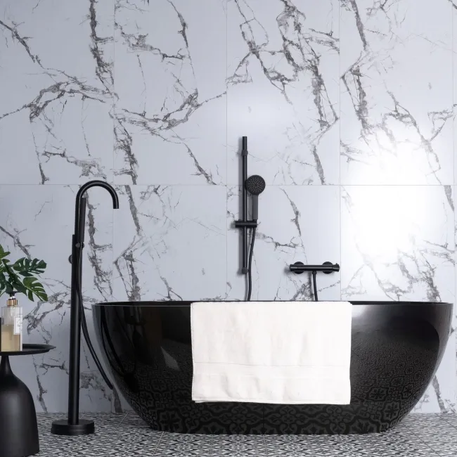 Trepanel Aqua Luxe® Calacatta Marble Effect Satin Embossed SPC Wall Panel 4 Pack (Covers 2.80 SQM)