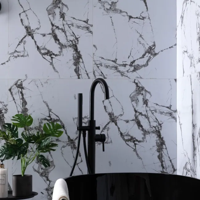 Trepanel Aqua Luxe® Calacatta Marble Effect Satin Embossed SPC Wall Panel 4 Pack (Covers 2.80 SQM)