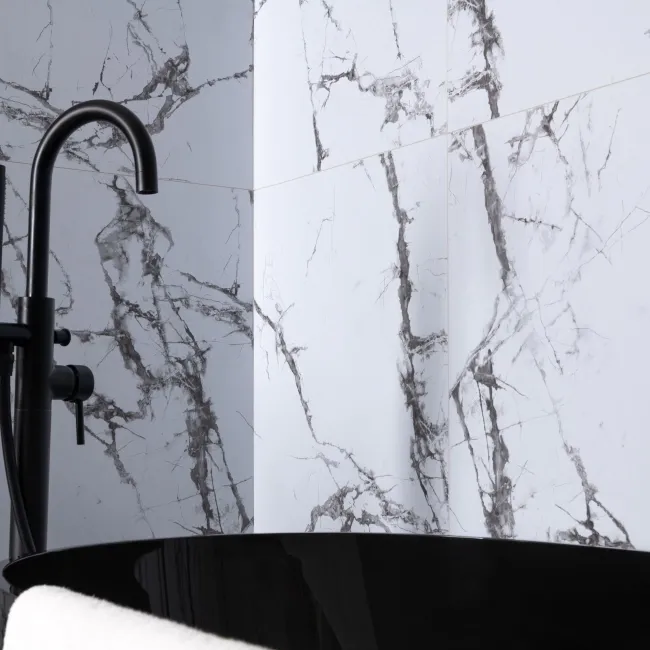 Trepanel Aqua Luxe® Calacatta Marble Effect Satin Embossed SPC Wall Panel 4 Pack (Covers 2.80 SQM)