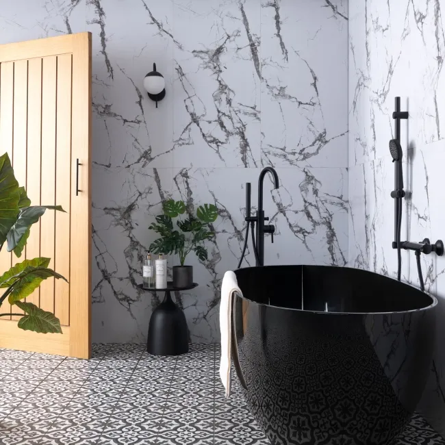 Trepanel Aqua Luxe® Calacatta Marble Effect Satin Embossed SPC Wall Panel 4 Pack (Covers 2.80 SQM)