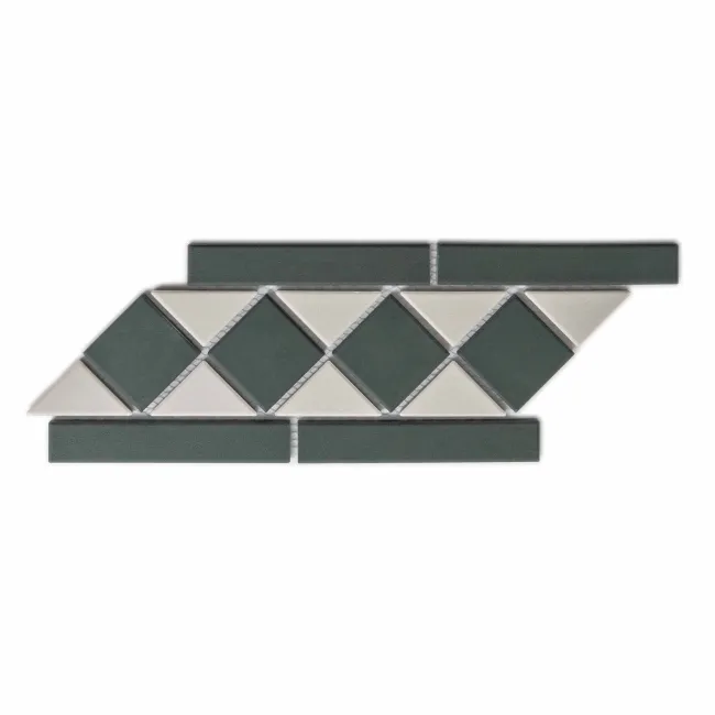 Churchill White & Green Border Matt Victorian Tiles